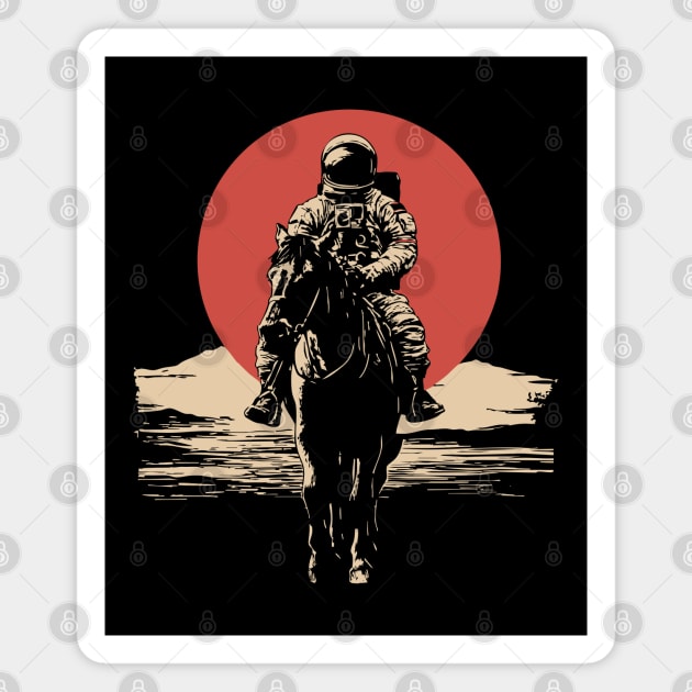 Cosmic Cowboy Astronaut Horse Rider Magnet by TuncGK